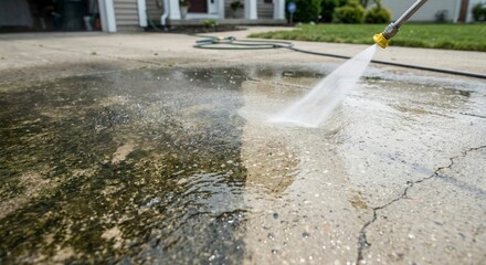 Driveway pressure washing before and after result