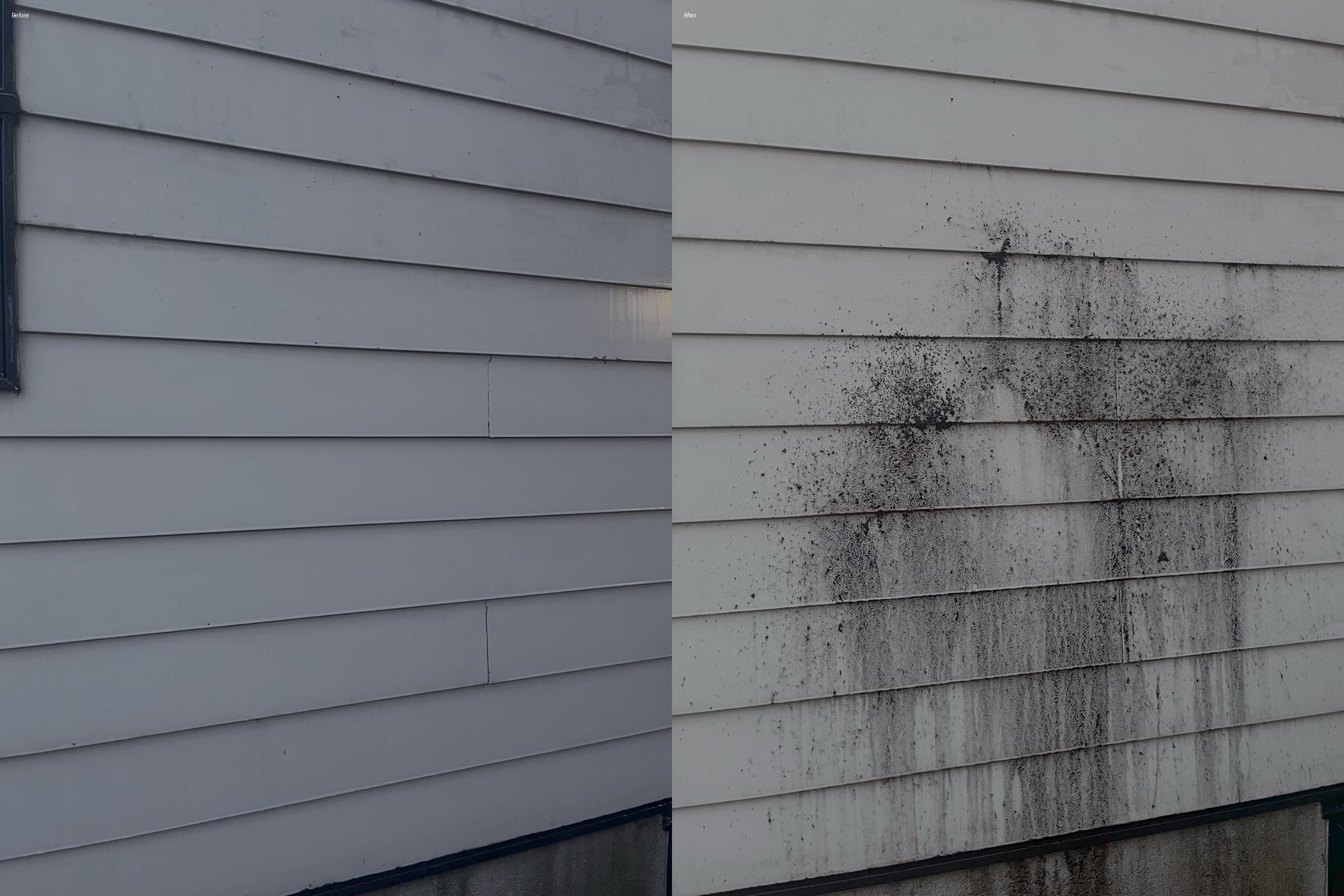 Exterior pressure washing before and after result